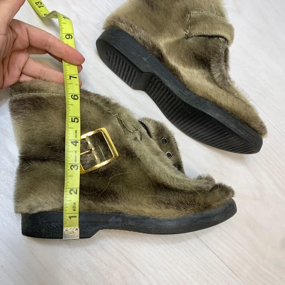 Vintage 70s Converse Stormgards Boots Womens 7 Winter Fur‎ Chukka Sherpa Beige